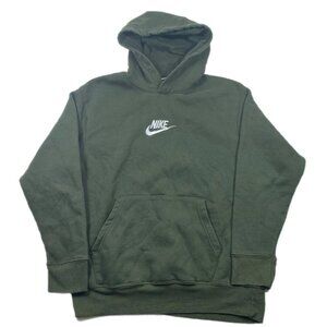 Nike Hoodie Mens Sz Large Center Spell Out Logo Olive Green Sweatshirt Swoosh